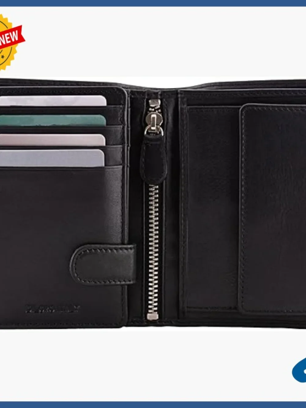 Men's Full Grain Leather Bifold Wallet RFID Blocking Large Capacity